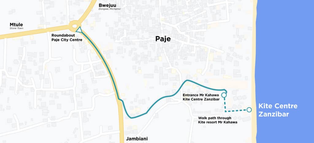 Route and Map How to get to Kite Centre Zanzibar